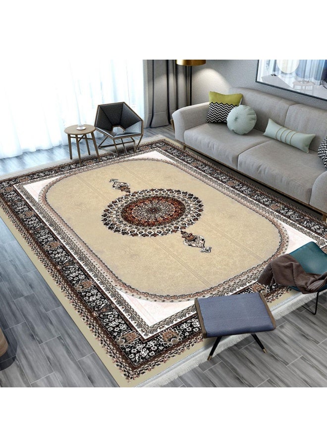 SMART HOME Large padded floor mat with a soft velvet surface and non-slip backing - Living room rug - Majlis rug - Lounge rug - Luxurious decorative rug - Elegant rug with modern patterns for living rooms and majlis - Size 350x250 cm - Suitable for everyday use and entertaining - Image 2